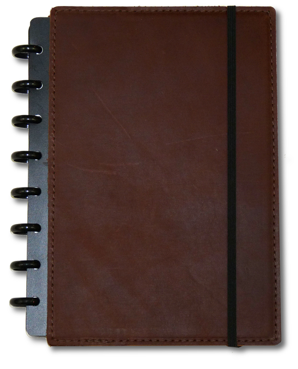 Caramel Brown Leather Disc Binder - Click Image to Close
